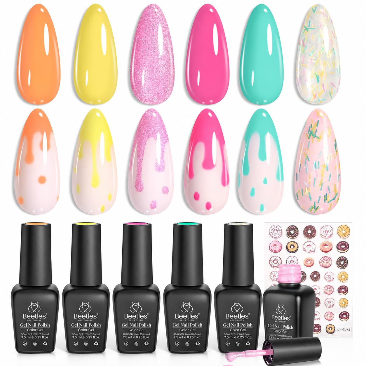 Beetles Gel Polish Beetles Pastel Gel Nail Polish Set, Ice Cream Glitter Gel Polish