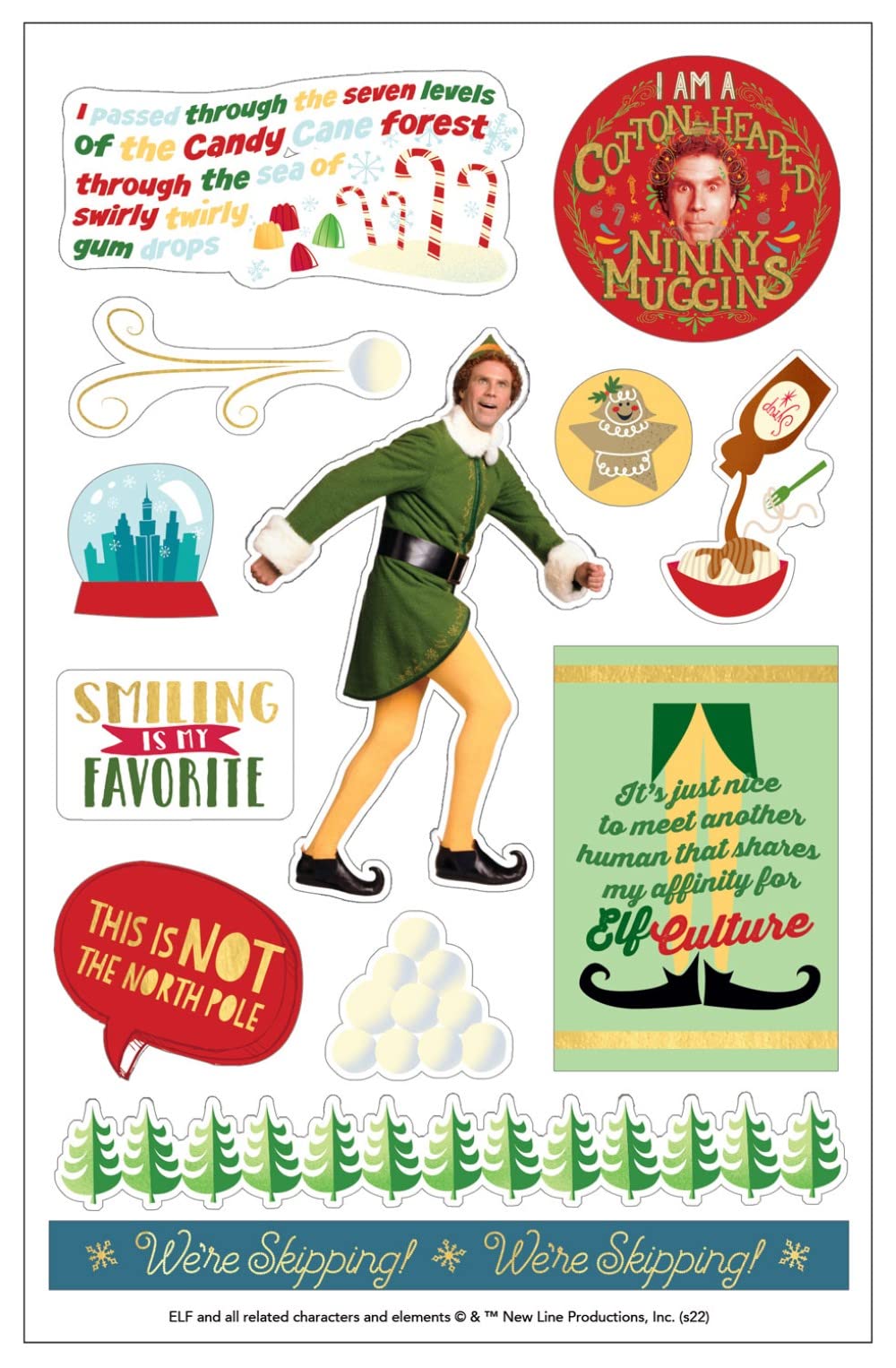 Paper House Productions Elf Movie Buddy‘s Zitate – 24-teiliges Scrapbook-Aufkleber-Set Aus Folie
