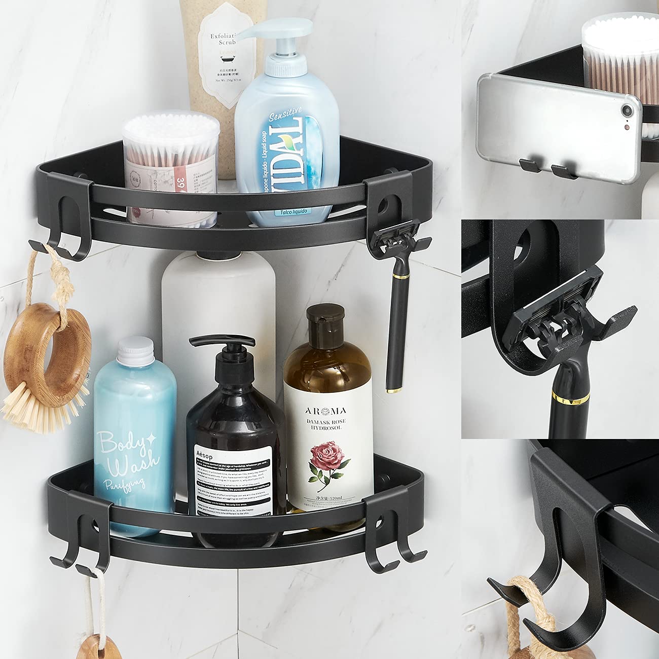Buy Corner Shower Caddy with Razor Holder VOLPONE Adhesive Shower Shelf