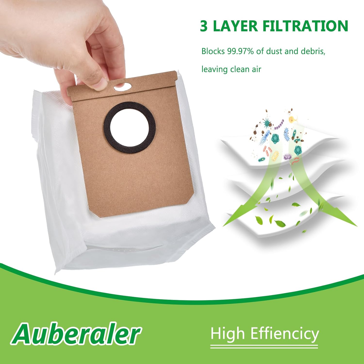 12 Pack L50 Dust Bag Compatible With Eufy l50 l60 Series, Conga Home 10000, 8090 Ultra, 9090 AI, Haier H9+ Robtic Vacuum Cleaner, 2.5L Self-Empty Station Dirt Disposal Bags.