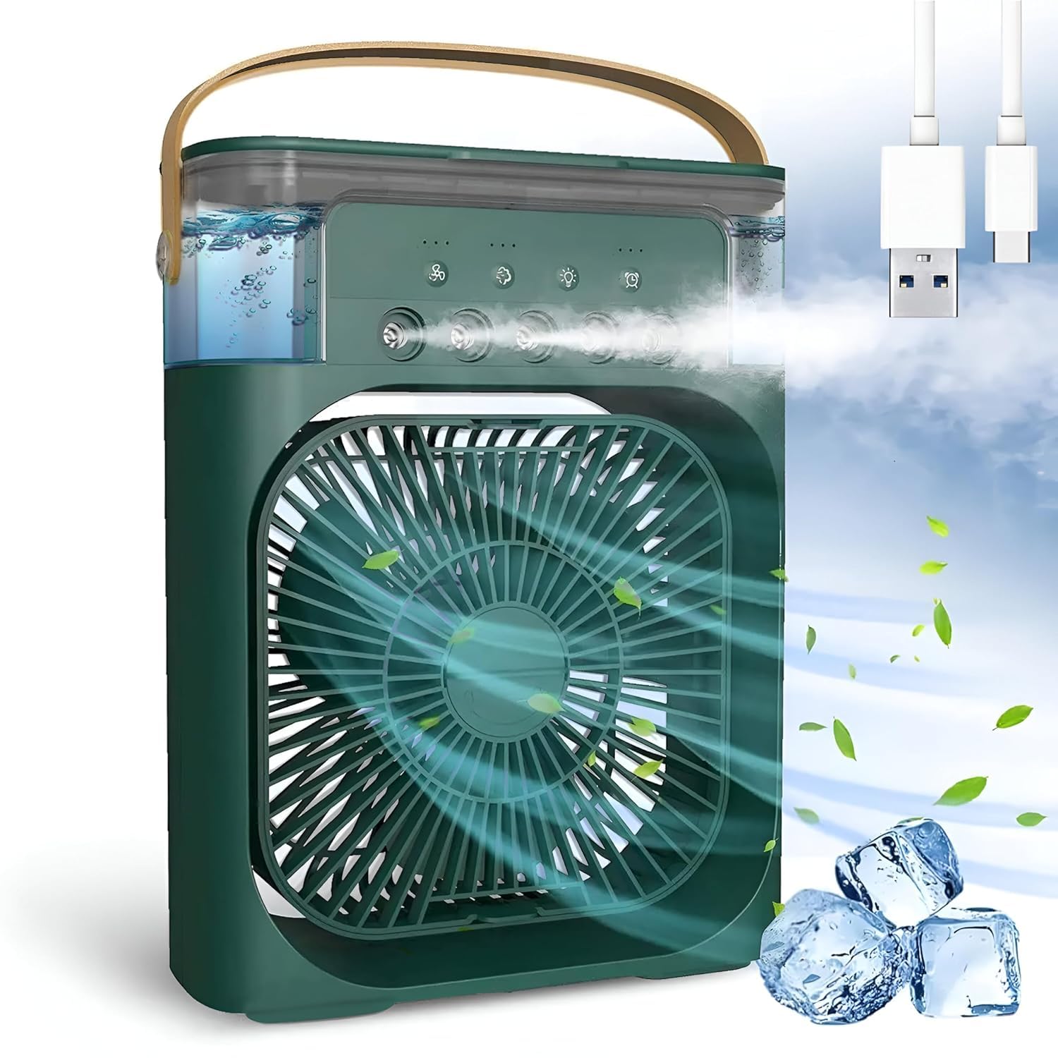 Napp Mall Mini Air Cooler with 1/2/3 H Timer 3 Wind Speed 7 Colors LED Type C USB Interface 3 Mist Spray Mode Portable 2A Personal Conditioner Fan Artic Cooling for Home Office Multicolour (B0DB1KN1QG) Amazon Price History, Amazon Price Tracker