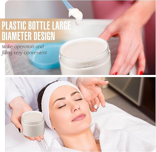 Miniatura 5 de Mifoci 50 tarros de plástico transparente de 10 onzas con tapas roscadas herméticas de boca ancha para almacenamiento de alimentos, tarros