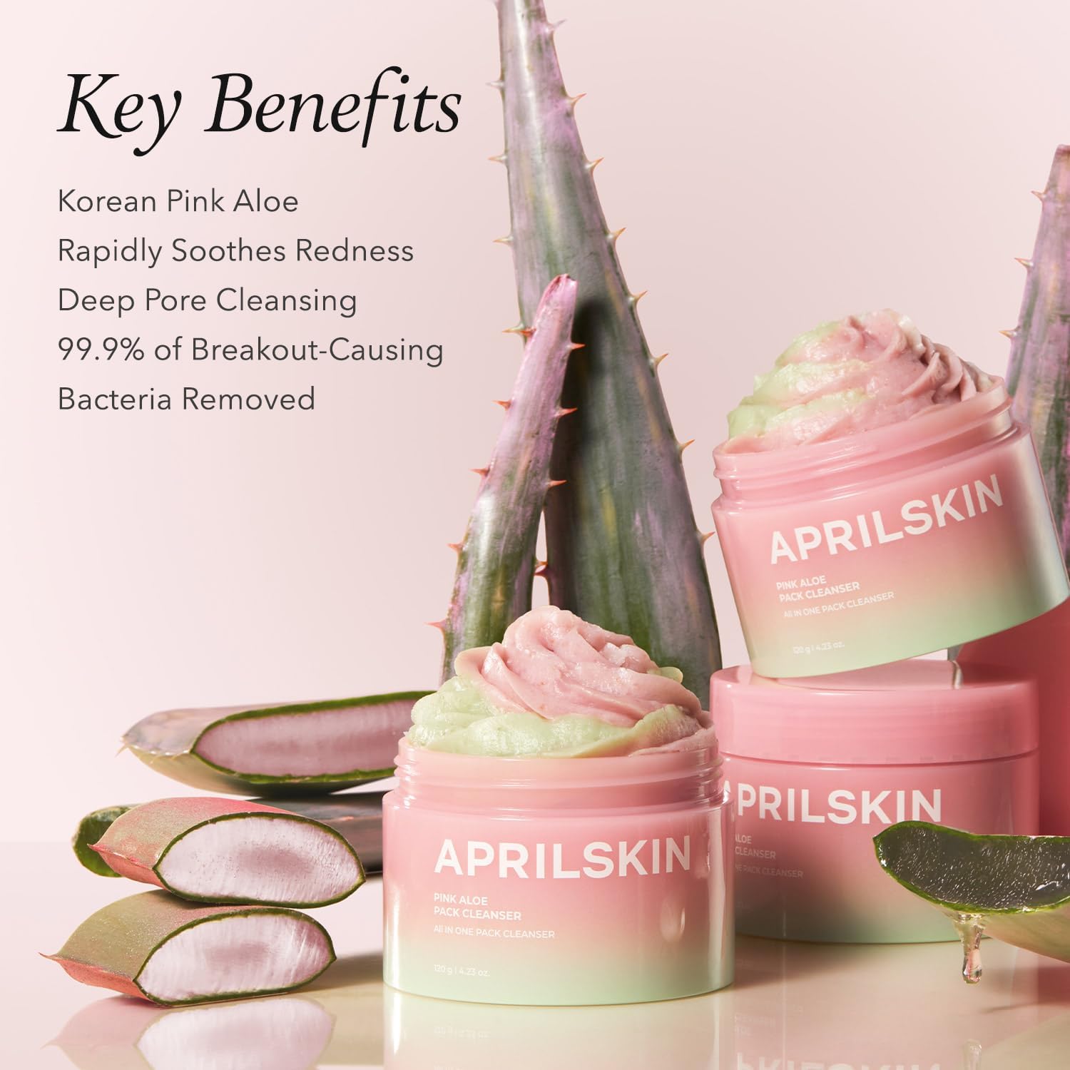 APRILSKIN Pink Aloe Cleanser with Pore Brush: Pink Aloe Facial Polish Cleanser and Pore Cleansing Facial Silicone Brush