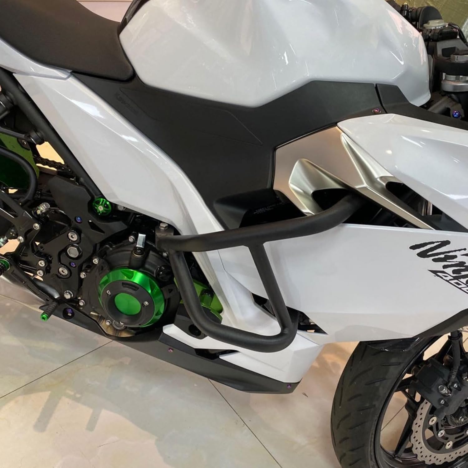 Motorcycle Engine Highway Guard Crash Bar Bumper Frame Protection fit for Ka-wa-sa-ki Ninja 400/Ninja 250 Ninja400 Ninja250 2018 2019 2020 2021 2022 2023 2024