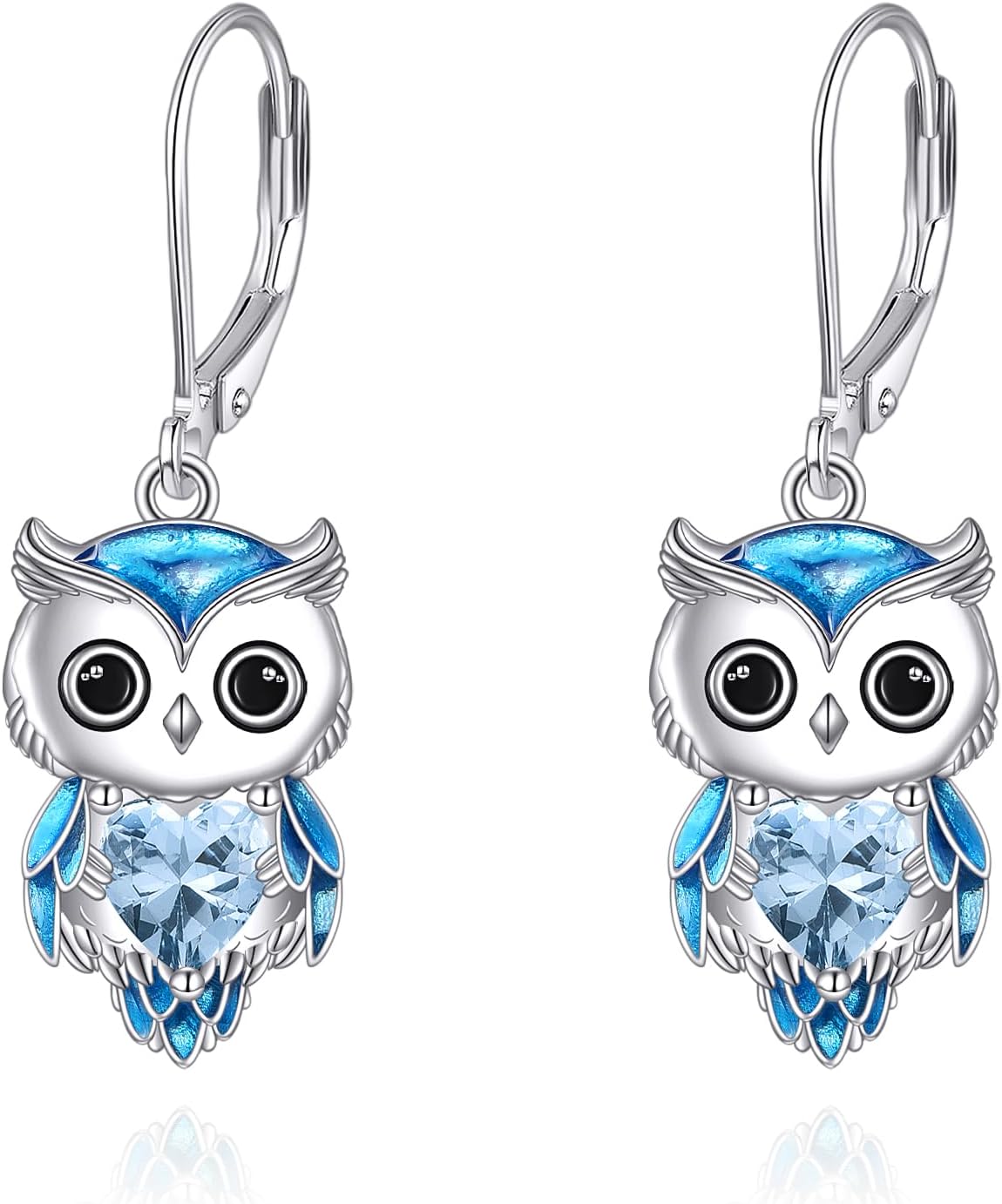 Owl Earrings for Women Sterling Silver Owl Jewelry Birthstone Owl Dangle Earrings Christmas Gifts