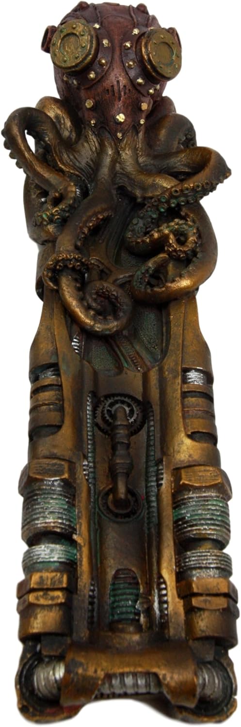 Atlantic Collectibles Giant Steampunk Kraken Octopus On Runway Platform Stick Incense Burner Figurine 10.25" Long