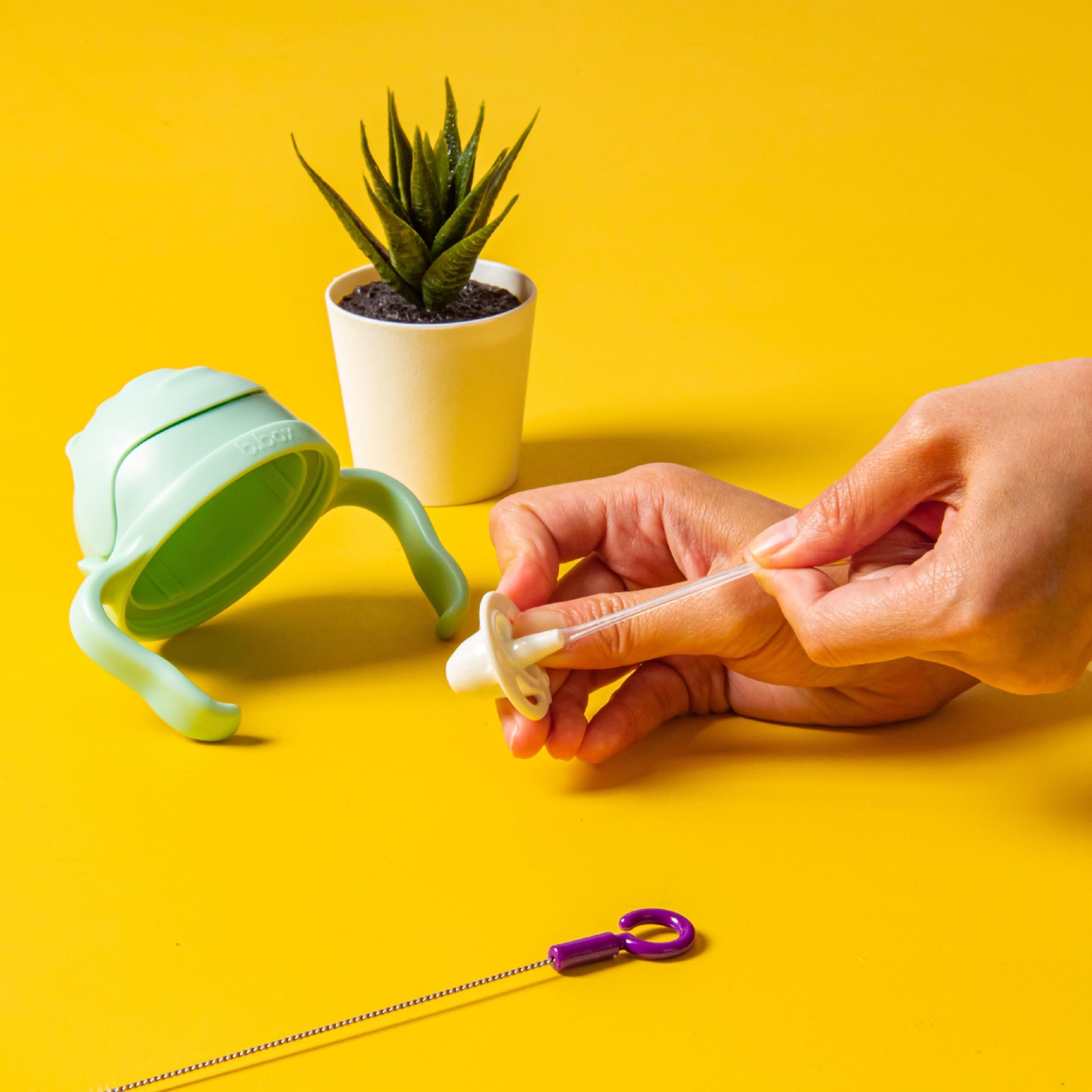 b.box Lot de pailles de rechange pour gobelet : comprend 1 paille de rechange avec poids, 1 brosse de nettoyage, compatible avec les gobelets b.box Sippy
