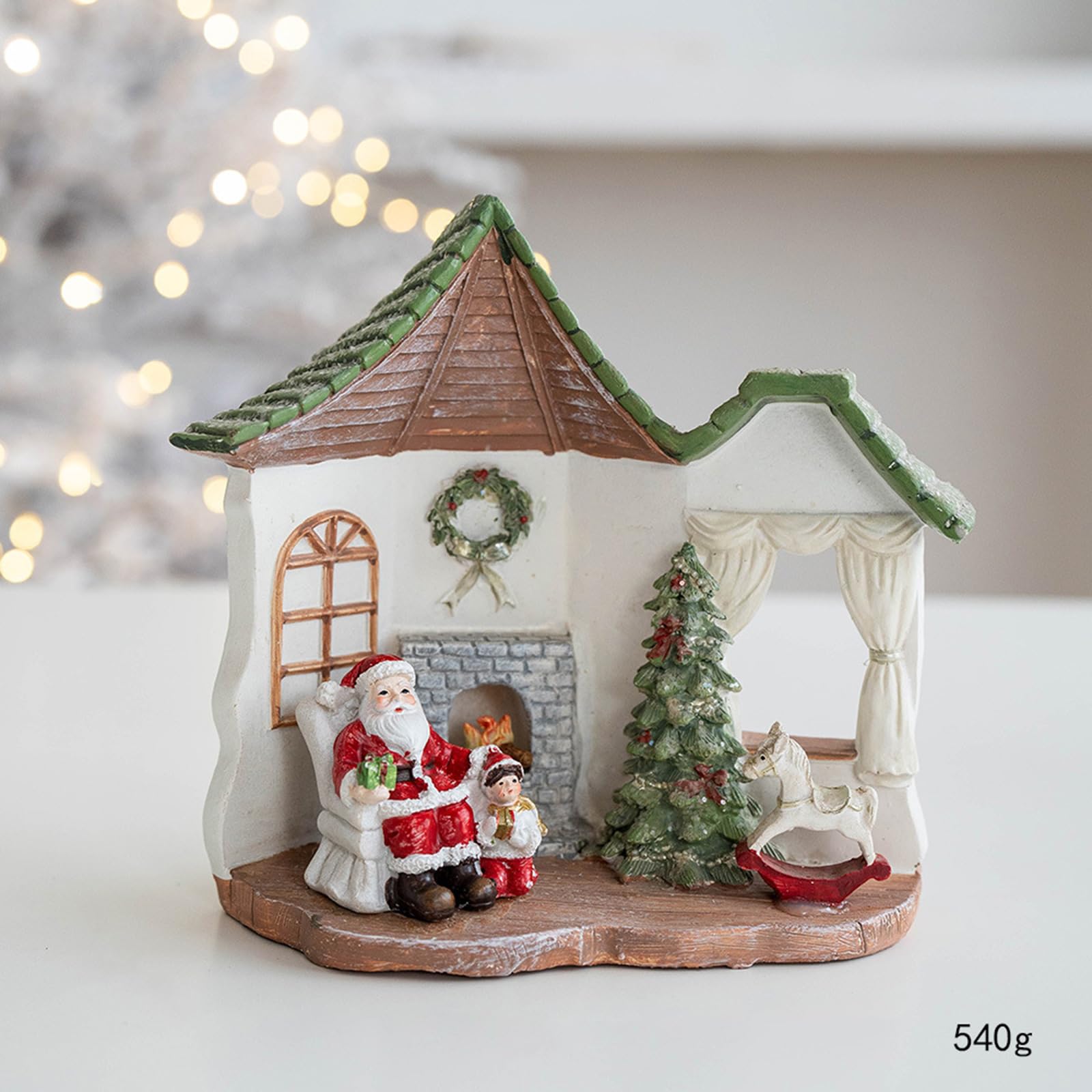 Estatua intrincada de resina para árbol de Navidad/casa, decoración de mesa, decoración pintada a mano, suministros de fiesta, decoración de escritorio de oficina