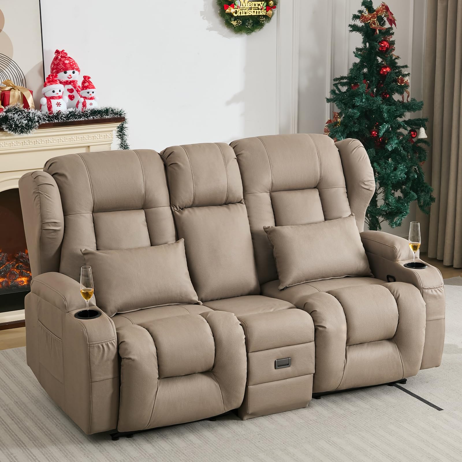 SAMERY 67.6" RV Loveseat Recliner Sofa, Wall Hugger Reclining Loveseat
