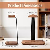 DBAILY Support pour casque, support de table pour casque avec base de rangement, support pour casque supra-auriculaire et casque de jeu (bois de noyer) - 2