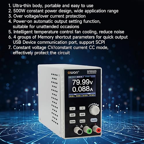 Vista 15 de OWON Fuente de alimentación de laboratorio (0-30V 0-10 A), fuente de alimentación CC de banco programable de 200 W con pantalla LCD de 2.8 pulgadas