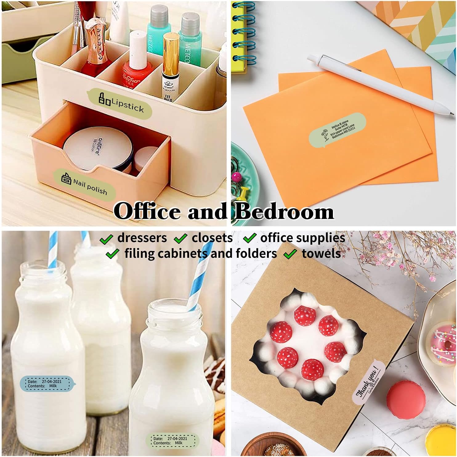 160 Pcs All Purpose Labels for Pantry and Kitchen Containers Waterproof Sticker Labels for Mason Glass Jars, Bottles, and Boxes, Home & Office for NIIMBOT D11 Label Makers 5/9”1-1/2”(5 Color Bubble） : Office Products