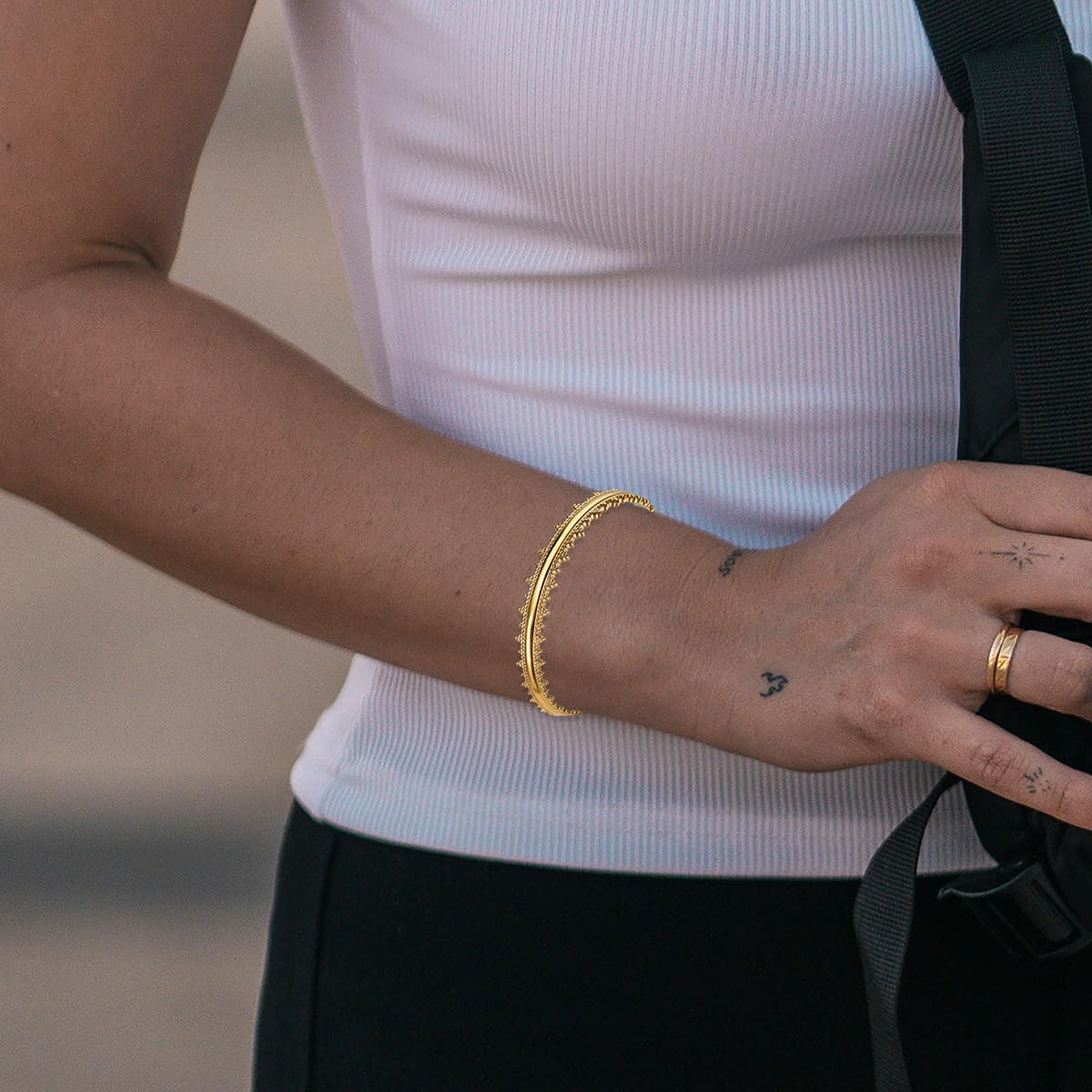 Gold Cuff Bracelets for Women Chunky Open Bracelet Hollow Wide Cuff Bracelets Adjustable Gold Open Cuff Bangle - Image 2