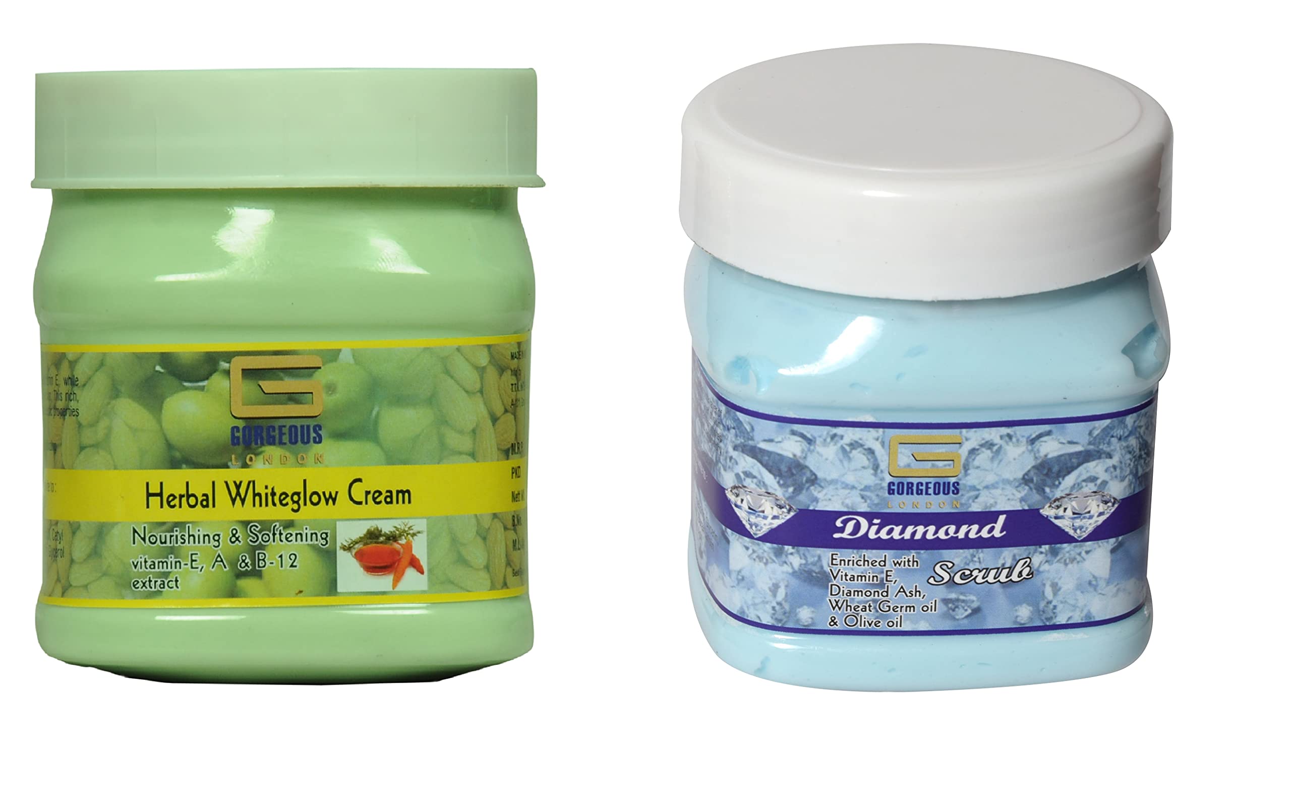 Gorgeous LondonHerbal White Glow Cream and Diamond Scrub Combo (Pack of 2) Each 450gm