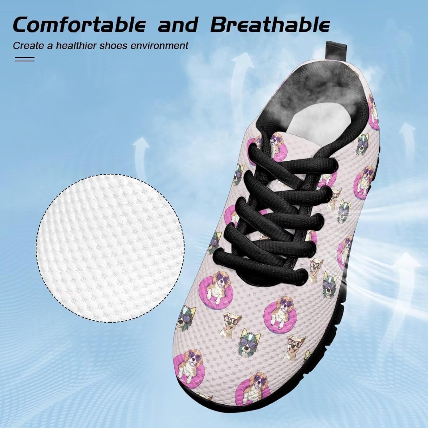 Boys Girls Mesh Tennis Shoe Non Slip Sports Running Sneakers Animal Print Sneakers Comfortable Casual Shoes US 11-5