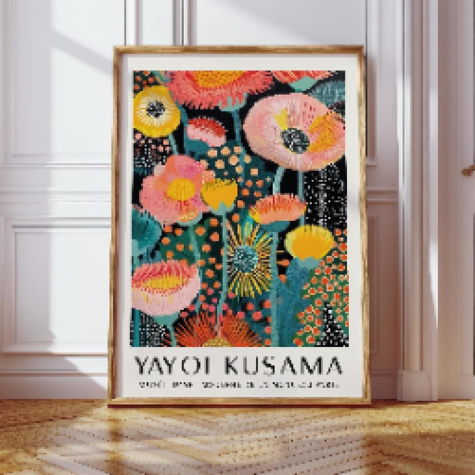 lianyibo Modern Floral Wall Art Print | Yayoi Kusama Inspired Colourful Flower Poster | Tropical Nature Decor for Living Room 50x75cm Frameless