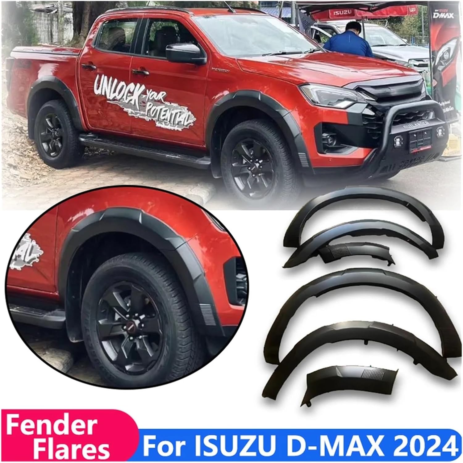 Fender Flares Compatible For Isuzu Dmax 2024-2025 Wheel Eyebrow Mudflap Trim Guard Protector Car Parts Exterior Accessories Dmax Exterior(10 Set)