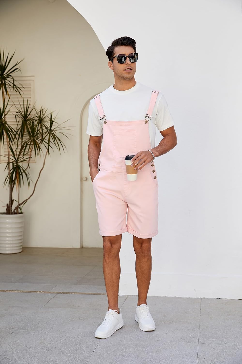 LONGBIDA Men's Denim Overalls Shorts Jean Bib Women Jumpsuit Casual Walkshort Summer Romper with Pockets - Image 4