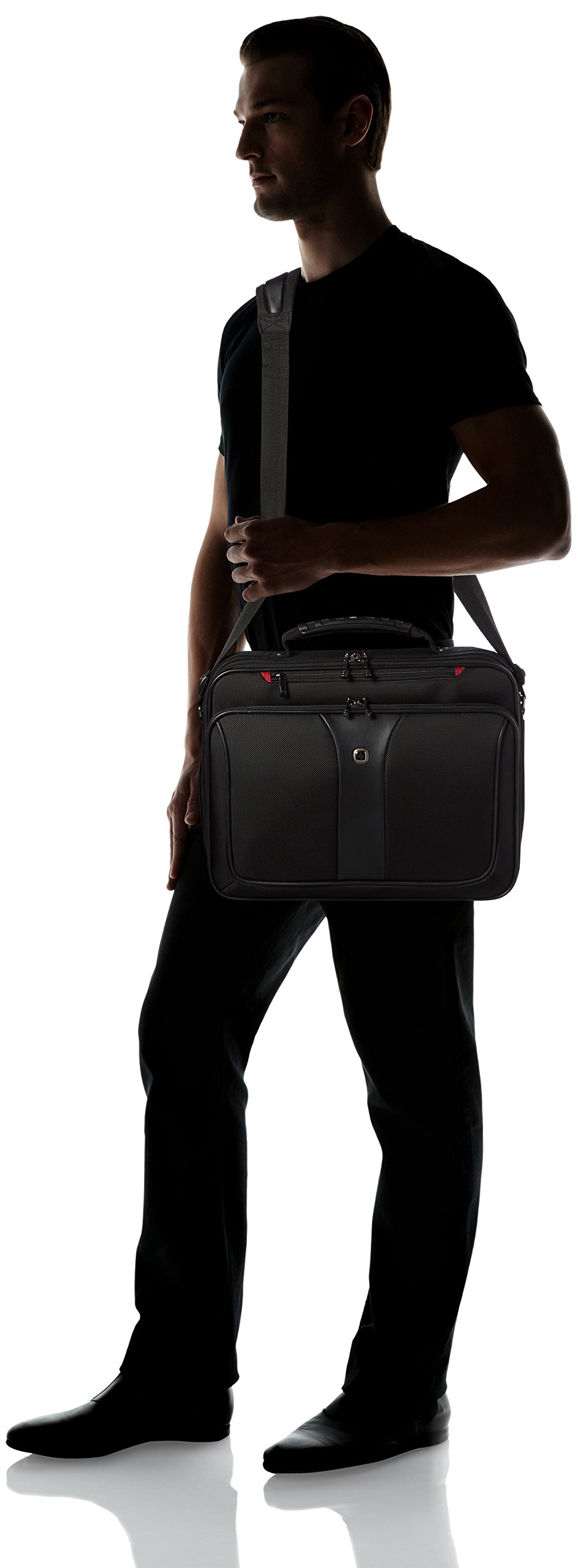 Wenger Legacy 16 Maletín para portátil con correa, portátil de hasta 16 pulgadas, maletín, organizador de artículos, 15 l, mujer hombre, oficina viajes negocios universidad, negro, 600647