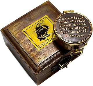 Sailor's Art Antique 2" Compass Embossed with Go Confidently... Quote, Camping and Travelling Equipment | Sailor Gifts