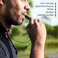 Vista 6 de Espejo de señal de 2 piezas de supervivencia para campamento, 2 x 3 pulgadas, silbato de rescate PFD con 2 mini brújulas para senderismo, camping