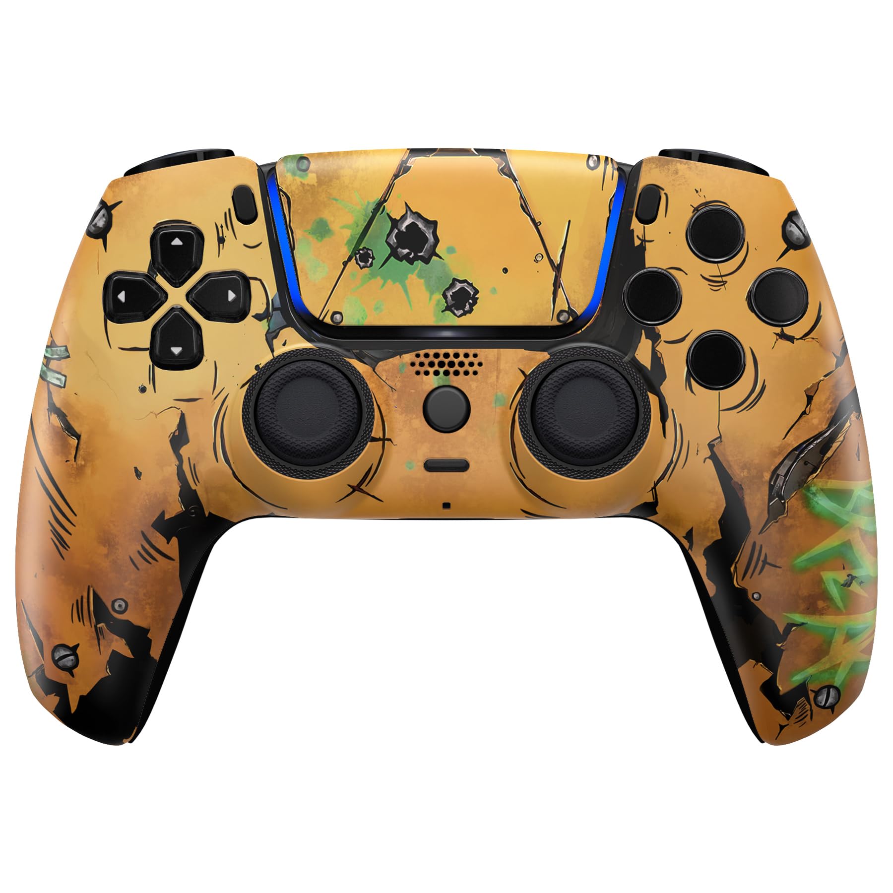 eXtremeRate Luna Cover per ps5 Controller Joystick,Shell Frontale Touchpad Ricambio,Scocca Ridisegnata&Anelli per ps5 Joypad BDM 010/020/030/040/050-Waste Land