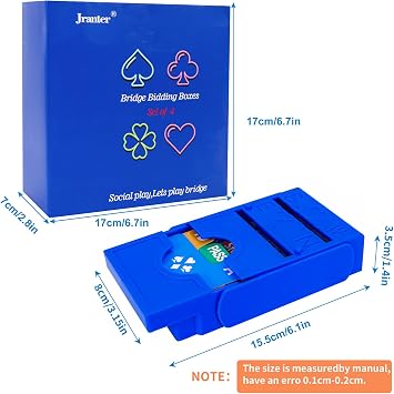 Bridge Bidding Boxes- Set of 4 Premium Bridge Kit Bidding Device in Tournment Texas Holdem, Blue Paper Cards