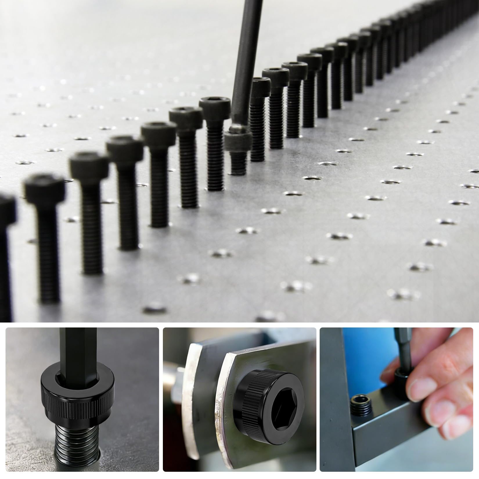 120 Pz Set di Viti M3, Viti a testa cilindrica con esagono incassato M3 x 40 mm, Bulloni a testa esagonale nere completamente filettate, con chiave
