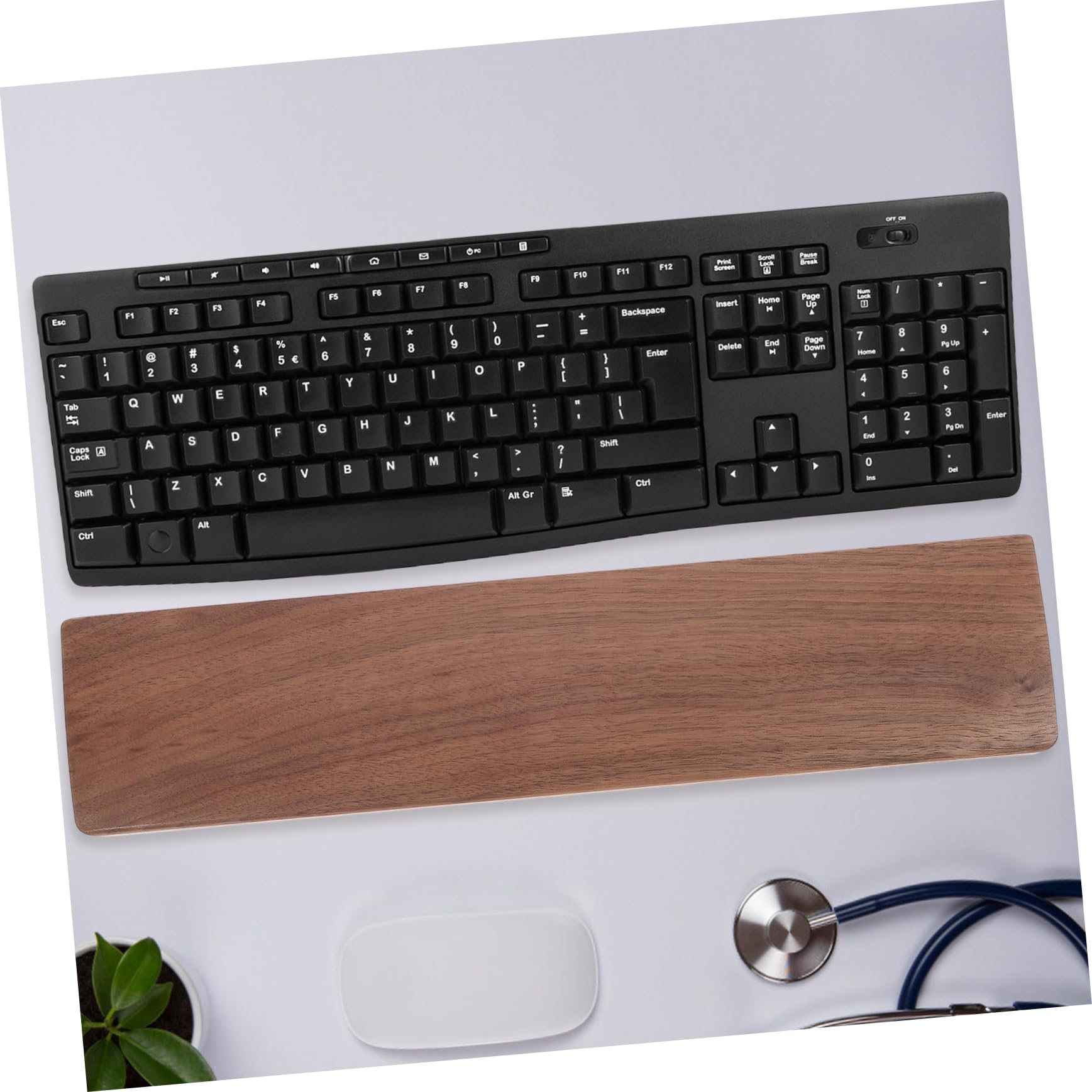 Poggiapolsi per Tastiera in Legno Noce Nero, Supporto Mano | Riutilizzabile, Stabilità su Superfici Diverse, Distribuzione della Pressione, Accessorio Portatile per Computer