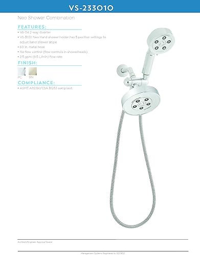 Vista 82 de Speakman Neo Anystream- Cabezal de ducha ajustable de alta presión, cromado pulido, VS-3010 Cromo pulido