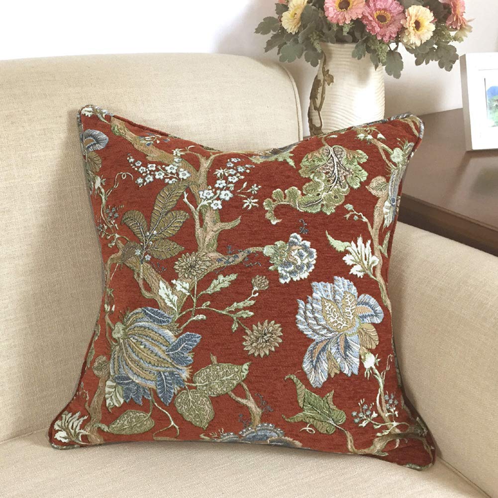 NAKAN Tissu de Rembourrage de Meubles à Motif Floral Traditionnel de Tissu Chenille Lourd 150cm de Large pour Canapé, Rideau, Couverture de Sièges de Chaise(Color:Rouge)