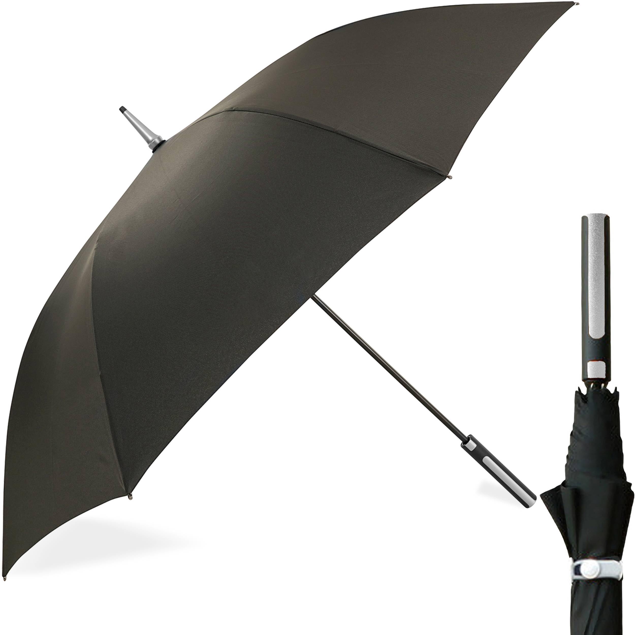 Large Windproof Golf Umbrella – 122cm Automatic Open Canopy – Stormproof Fiberglass, Stylish Posh Walking Stick Brolly with Patented Secure Grip Handle for Weddings, Men & Women