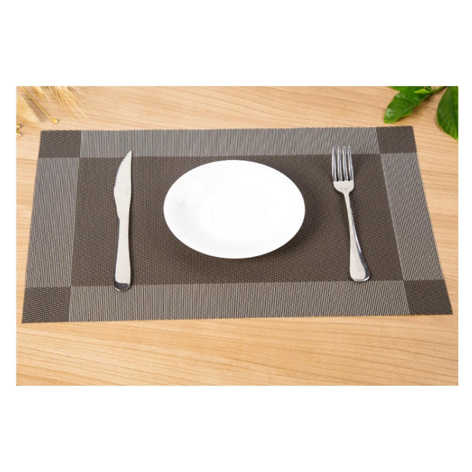 Set de table rectangulaire marron foncé lot de 2 napperons de cuisine 45x30 cm
