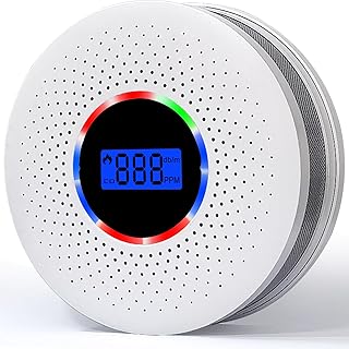 Combination Carbon Monoxide Detectors &Smoke Alarm, CO Alarm Detector With Digital LCD Display and Voice Warning,Suitable for your Home,Garage,Office