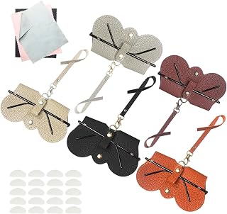 5Pcs Soft Leather Sunglasses Bag, Leather Glasses Case Holder Portable Soft Leather Sunglasses Bag Slim Sunglasses Pouch