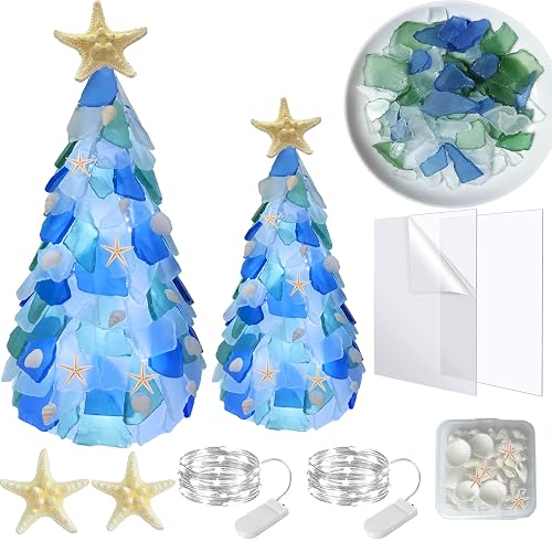 WECKLOM Christmas Tree DIY Kit Sea Glass Pieces for DIY
