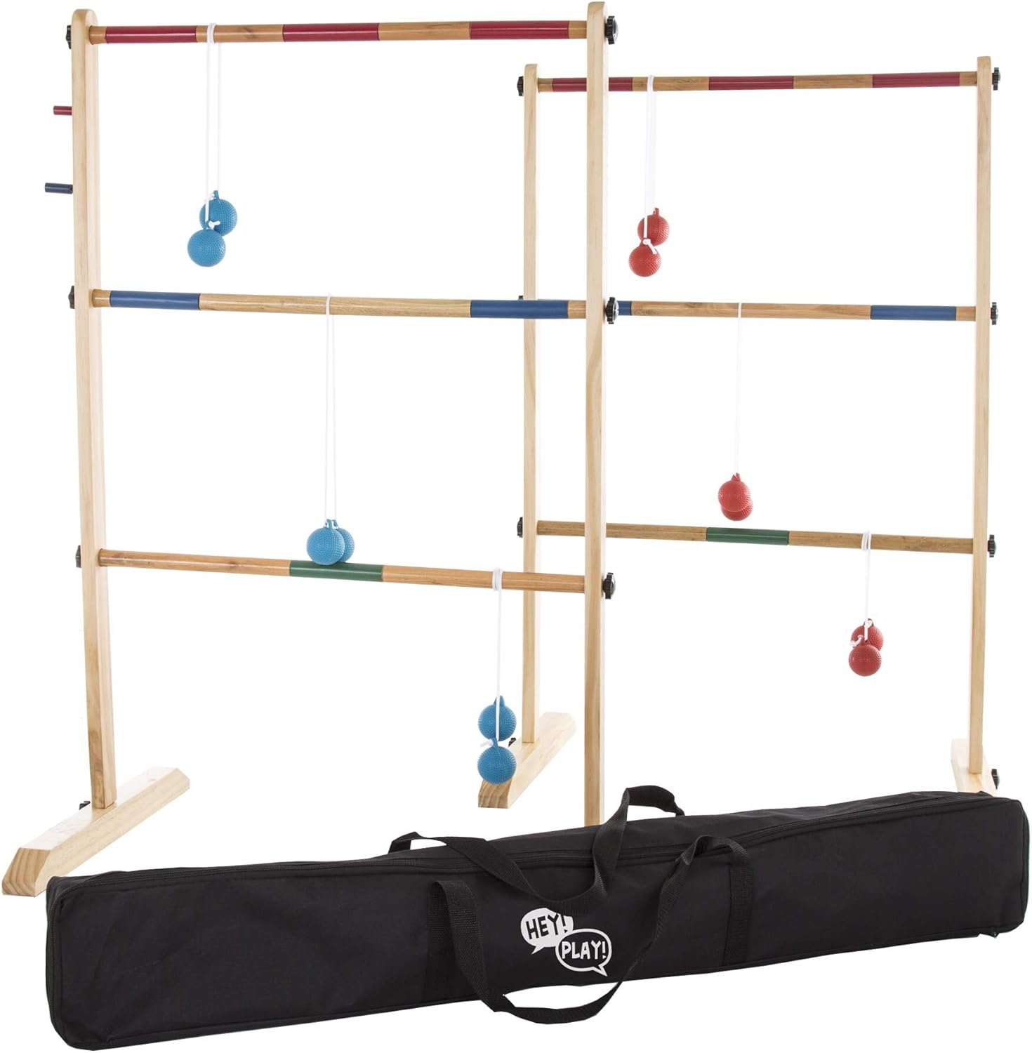 Double Wooden Ladder Toss with 6 Bolas - Natural Wood 19 X 25 38.5 Boys