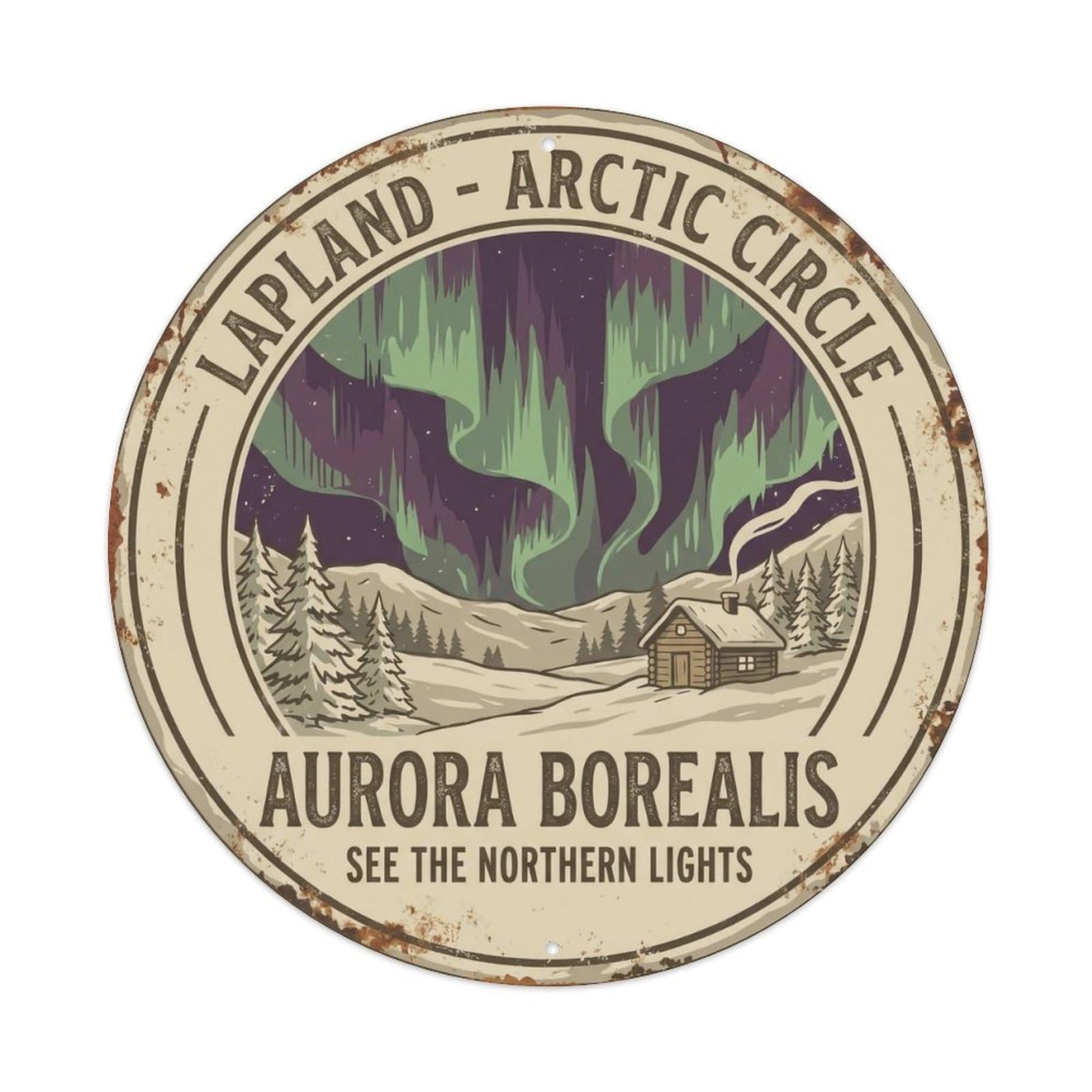 Okahys 8X8inch(20X20cm) Vintage Travel Aurora Borealis Sweden Night Metal Tin Sign
