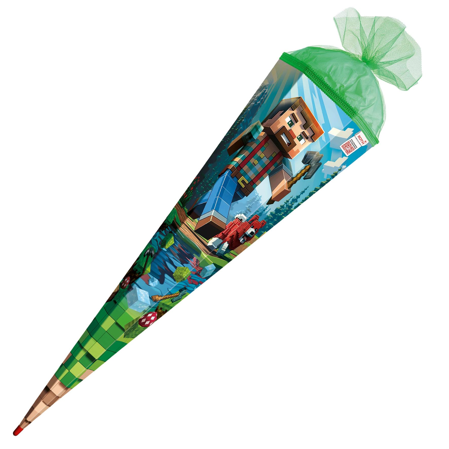 ROTH Motiv-Schultüte, Block Game, 85 cm, eckig, Rot(h)-Spitze, Tüllverschluss