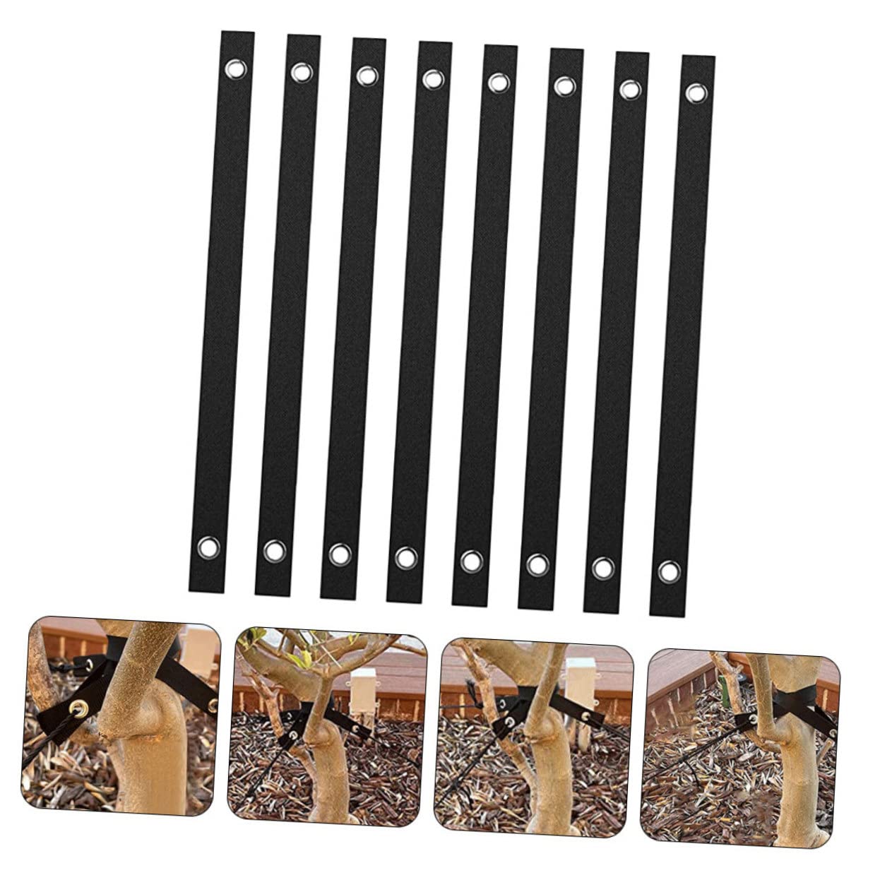 Toddmomy 5 Sätze Baumriemen Baumstützgurt Pflanzenstützgurt Baumstützband Baumsicherungsriemen Pflanzenstützband Käfig Anlage Fichte Baumhaltegurte Baumstützbänder Nylon Black 8 Stück * 5