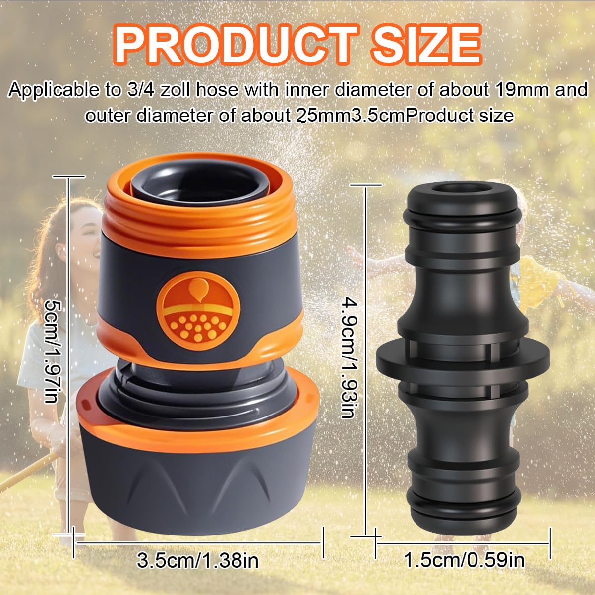 4-tlg. Schlauchverbinder Set 3/4 Zoll - Mit Kupplungen Für Gartenschlauch