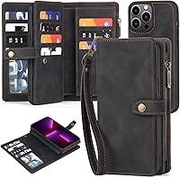 Vista 29 de TwoHead Funda tipo cartera para iPhone 12 Pro Max con tarjetero, funda magnética desmontable para teléfono 12 Pro Max, piel sintética, a prueba