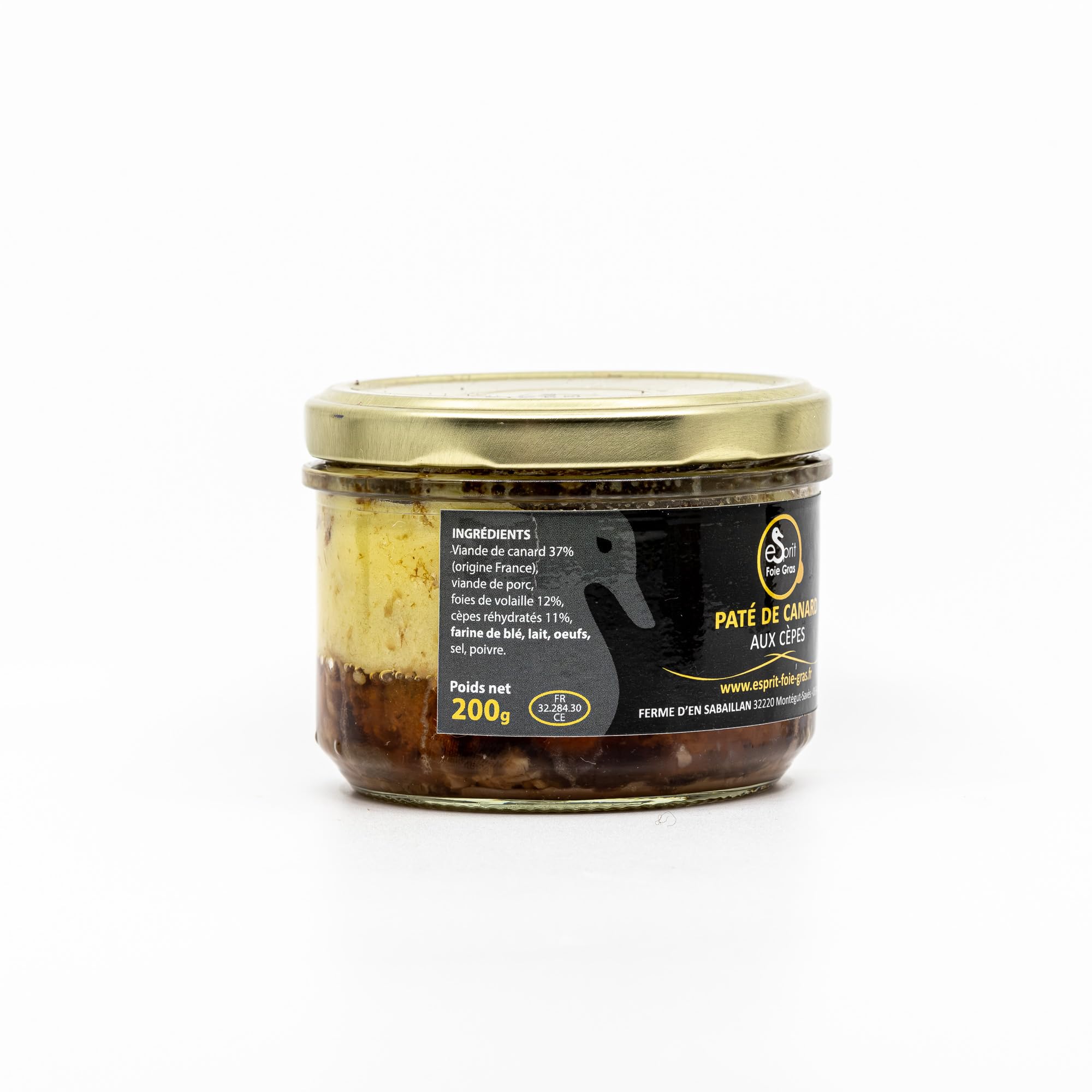 Esprit Foie Gras - Pâté de canard aux cèpes 200 g - Conserverie familiale du Gers - Canard élevé et transformé dans le Gers - Terroir et gastronomie du Sud-Ouest