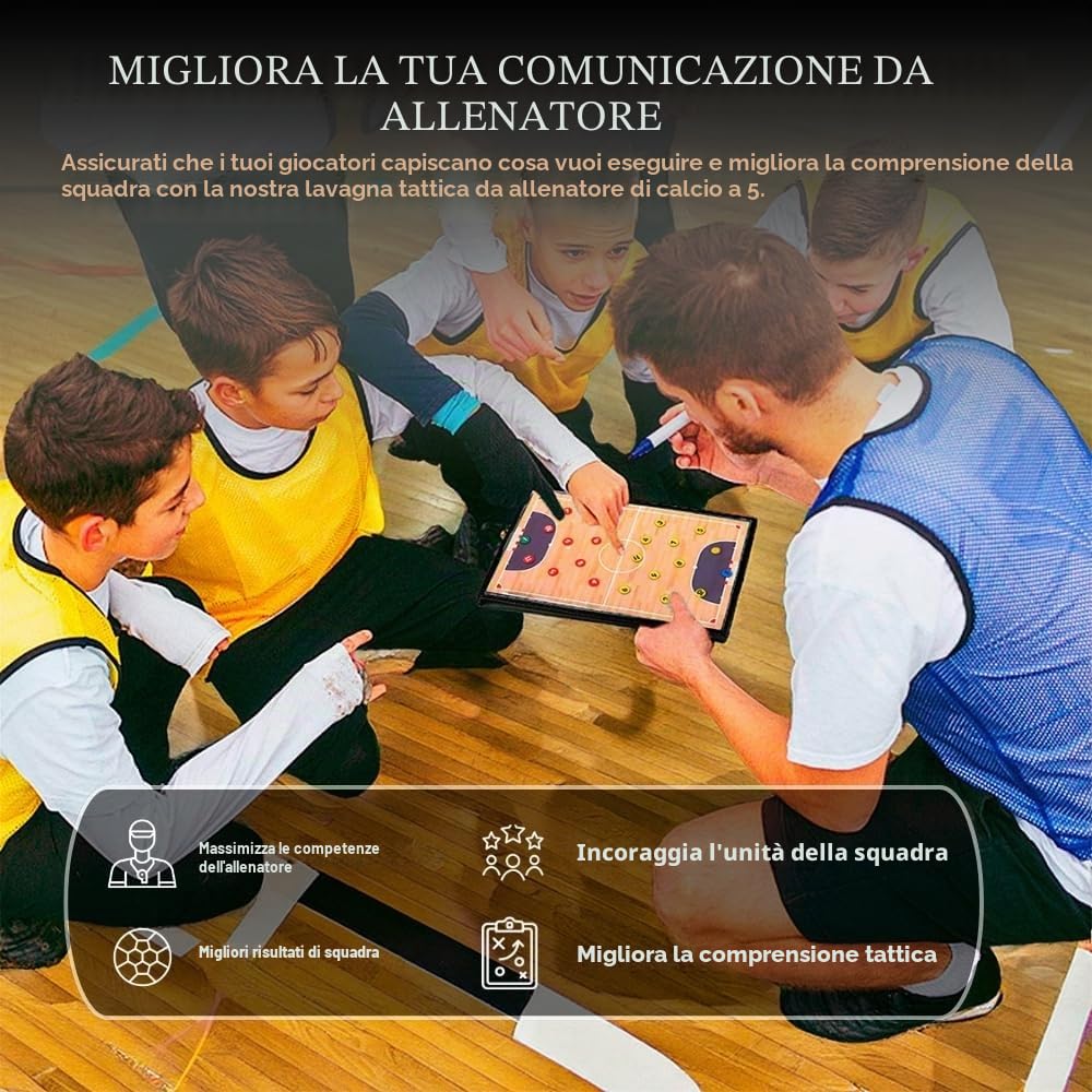 CREADY Lavagnetta per allenatore futsal con 24 magneti e pennarello con cancellino | Lavagna magnetica futsal | Lavagna allenatore calcio a 5 | Lavagna tattica futsal | Lavagnetta futsal