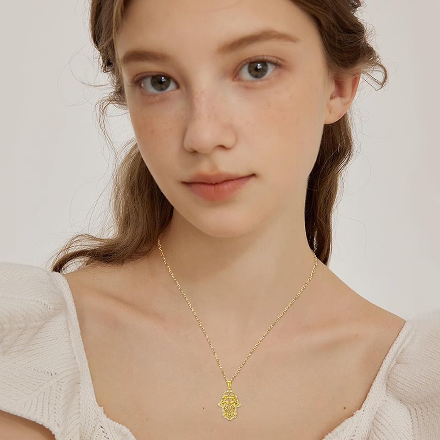 Hamsa Necklace 925 Sterling Silver Evil Eye/Lotus Flower/Star of David/Chai/Yin Yang Hamsa Hand Pendant Jewelry Hand of Fatima Gifts for Women - Image 6