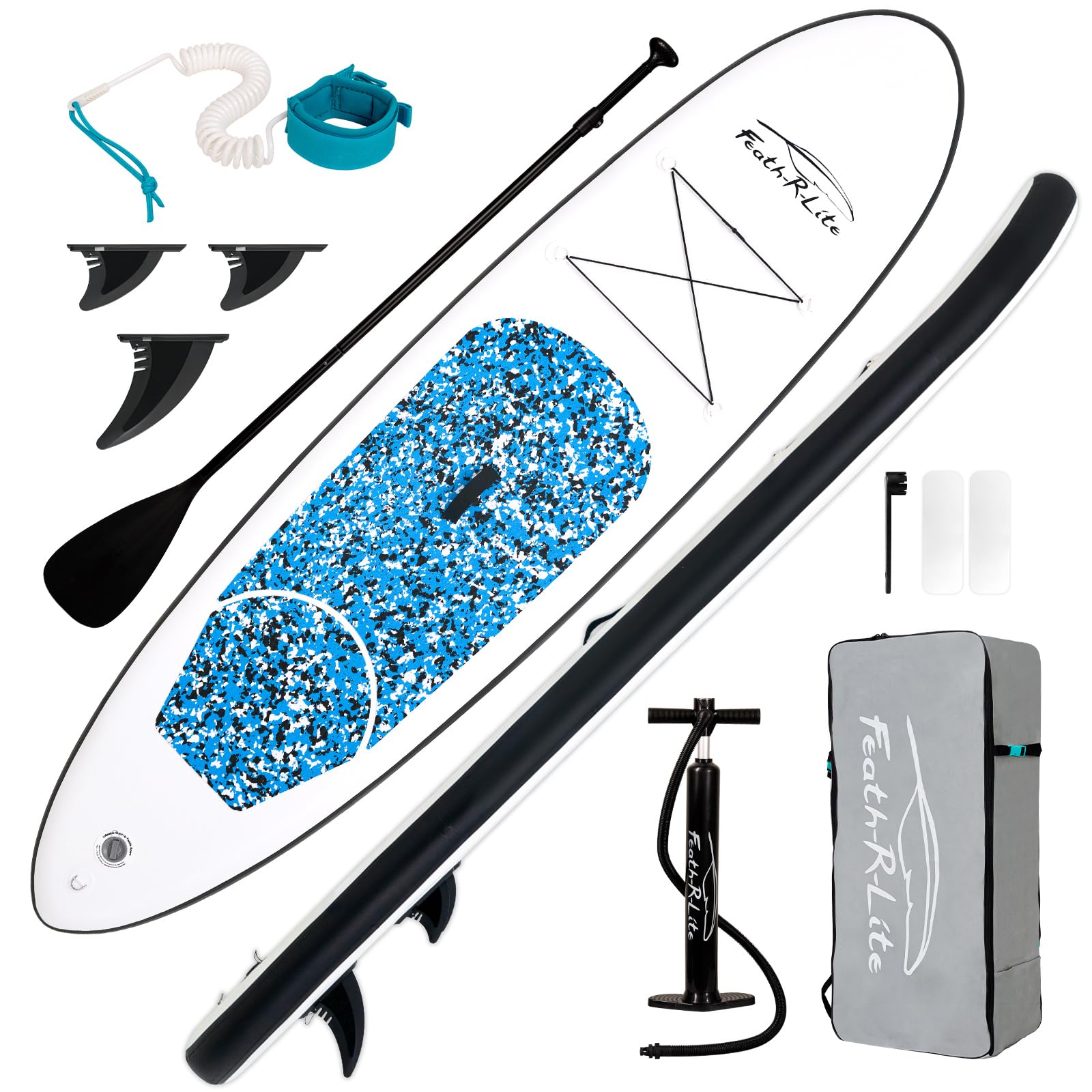 FunWater Inflatable Stand Up Paddle Board with Accessories,SUP PaddleBoard Ultra-Light Includes ISUP,Adjustable Paddle,Pump,Bachpack,Fins,Leash for Adults