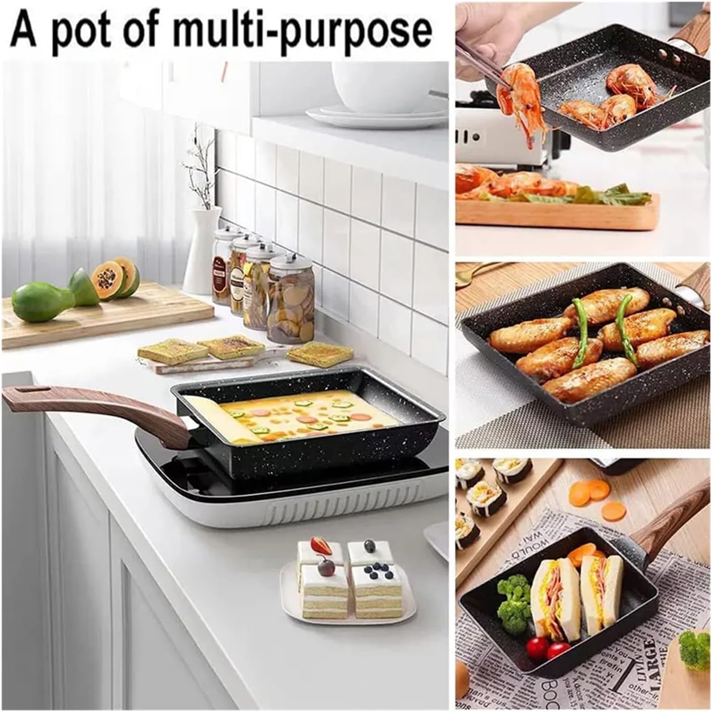 Omelet Pan Non-Stick Frying Pot Induction Gas Stove Universal Egg Pancake With Cooking Utensils