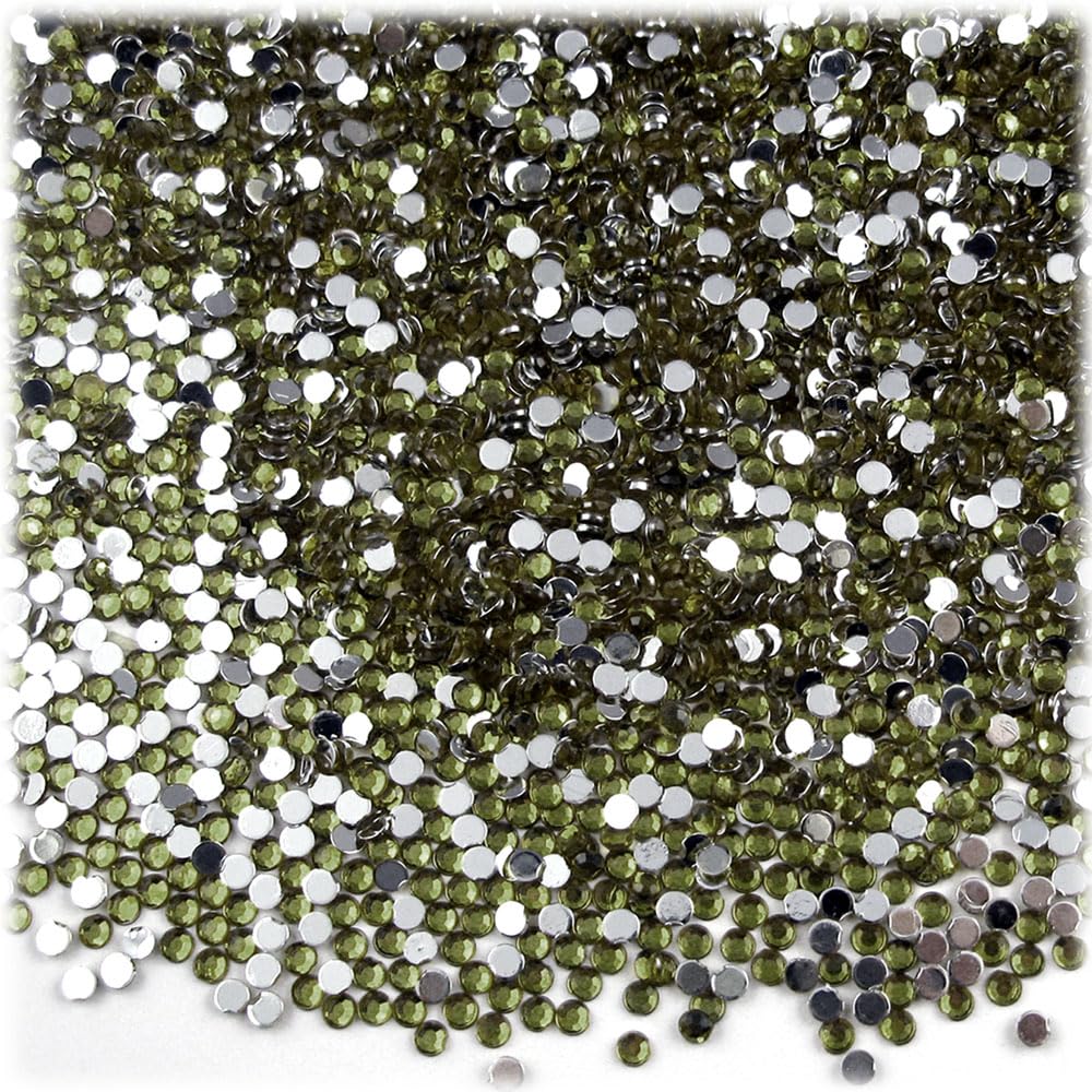 The Crafts Outlet 2,500pc Rhinestones Round 2mm Tiny for Nails - Flatback Olive Green
