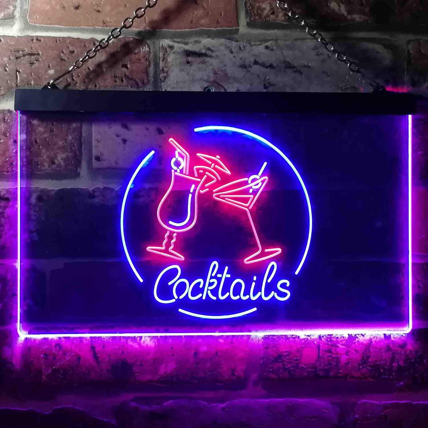 ADVPRO Cocktails Bar Glass Dual Color LED Neon Sign Red & Blue 16" x 12" st6s43-i3567-rb