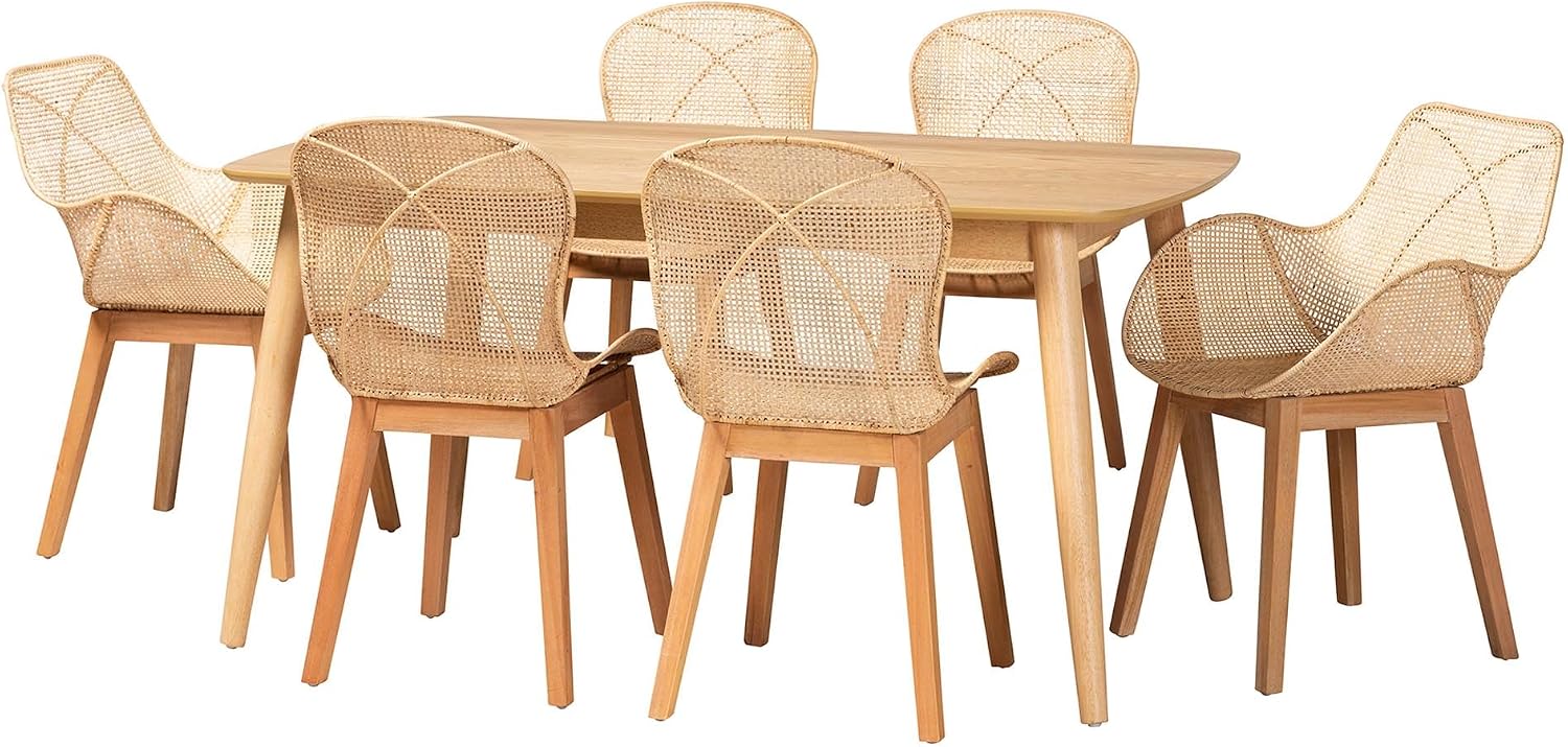 bali & pari Emmali Natural Rattan Dining, 7-Piece Set